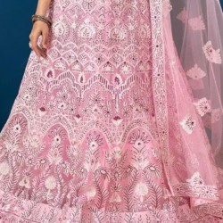 Beautiful Heavy Embroidery Baby Pink Fancy Net Lehenga Choli Readymade