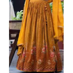 Chinnon Floral Print with Foil Designer Wedding Lehenga Choli