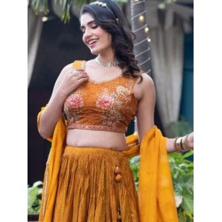 Chinnon Floral Print with Foil Designer Wedding Lehenga Choli