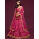 Dark Pink Art Silk Embroidery Designer Lehenga Choli Readymade