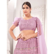 Light Purple Pink Heavy Net Fancy Embroidery Lehenga Choli Readymade