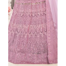 Light Purple Pink Heavy Net Fancy Embroidery Lehenga Choli Readymade