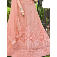 Peach Floral Embroidery Soft Net Lehenga Choli Readymade