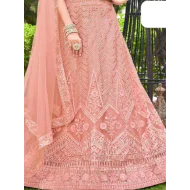 Peach Floral Embroidery Soft Net Lehenga Choli Readymade