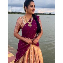 Kanjiveram Silk Half Saree Lehenga Choli Party Wear