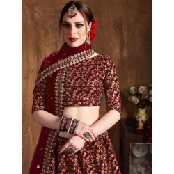Raw Silk Heavy Embroidery Wedding Lehenga Choli Readymade