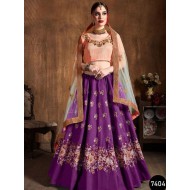 Raw Silk Purple Color Embroidered Lehenga Choli Readymade