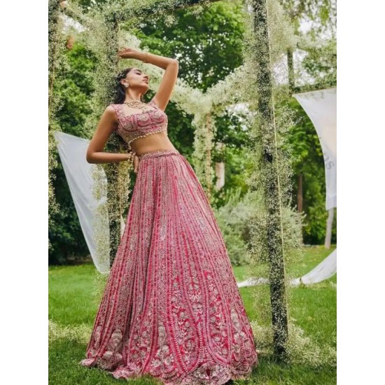 Beautiful Georgette Sequins Designer Wedding Lehenga Choli Readymade Beautiful Georgette Sequins Designer Wedding Lehenga Choli Readymade