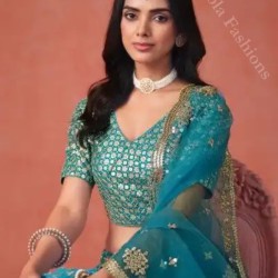 Beautiful Heavy Embroidery Blue Fancy Net Lehenga Choli Readymade