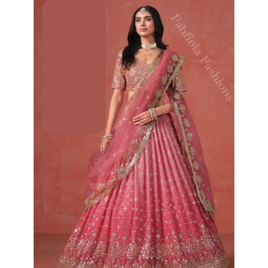 Beautiful Heavy Embroidery Pink Fancy Net Lehenga Choli Readymade Beautiful Heavy Embroidery Pink Fancy Net Lehenga Choli Readymade