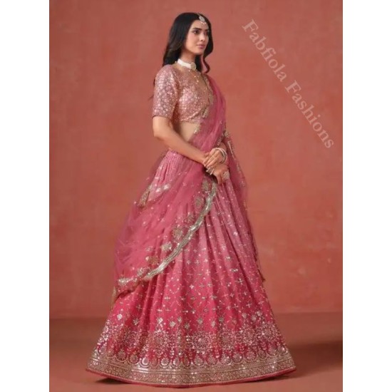 Beautiful Heavy Embroidery Pink Fancy Net Lehenga Choli Readymade Beautiful Heavy Embroidery Pink Fancy Net Lehenga Choli Readymade