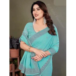 Georgette Fancy Stone Designer Ready to Wear One Minute Saree