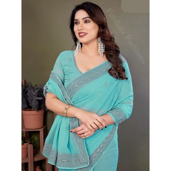 Georgette Fancy Stone Designer Ready to Wear One Minute Saree Georgette Fancy Stone Designer Ready to Wear One Minute Saree
