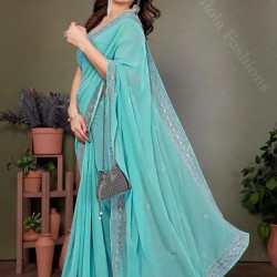 Georgette Fancy Stone Designer Ready to Wear One Minute Saree