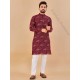 Maroon Red Cotton Embroidery Mirror Work Men Kurta with Pajama Set Maroon Red Cotton Embroidery Mirror Work Men Kurta with Pajama Set