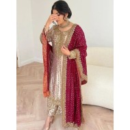Silk Heavy Embroidery and Sequins Readymade Salwar Suit