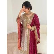 Silk Heavy Embroidery and Sequins Readymade Salwar Suit