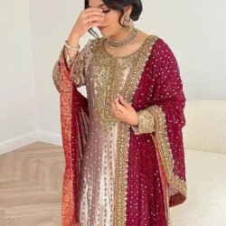 Silk Heavy Embroidery and Sequins Readymade Salwar Suit