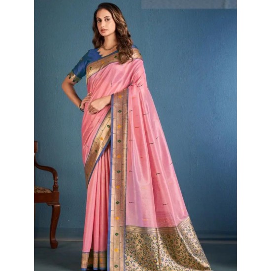Soft Tissue Traditional Paithani Weaving Ready to Wear One Minute Saree Soft Tissue Traditional Paithani Weaving Ready to Wear One Minute Saree