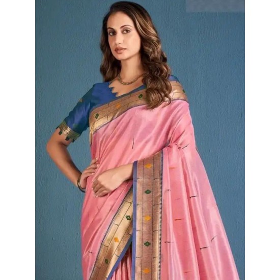 Soft Tissue Traditional Paithani Weaving Ready to Wear One Minute Saree Soft Tissue Traditional Paithani Weaving Ready to Wear One Minute Saree