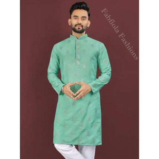 Viscose silk Sequence Embroidery kurta Men Kurta with Pajama Set Viscose silk Sequence Embroidery kurta Men Kurta with Pajama Set