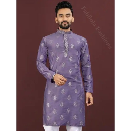 Viscose silk Sequence Embroidery kurta Men Kurta with Pajama Set Viscose silk Sequence Embroidery kurta Men Kurta with Pajama Set