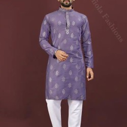 Viscose silk Sequence Embroidery kurta Men Kurta with Pajama Set