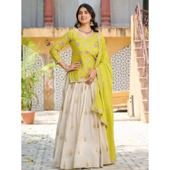 Beautiful Chinon Silk Festive Designer Lehenga Choli Readymade