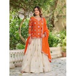 Beautiful Chinon Silk Festive Designer Lehenga Choli Readymade