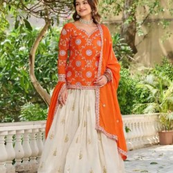 Beautiful Chinon Silk Festive Designer Lehenga Choli Readymade