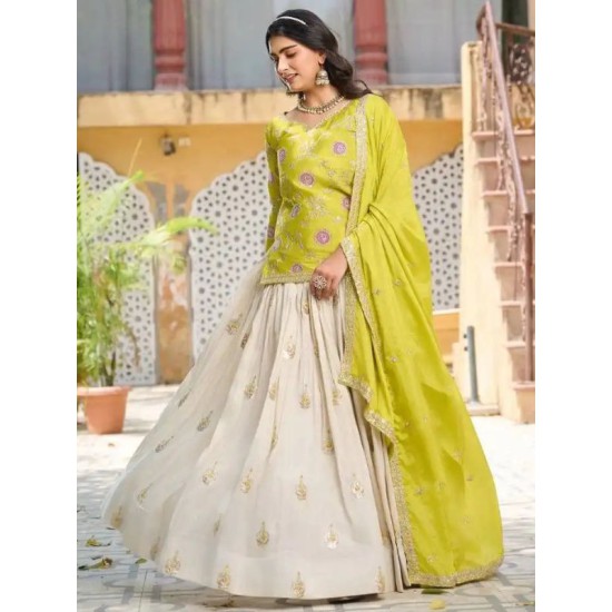 Beautiful Chinon Silk Festive Designer Lehenga Choli Readymade