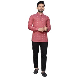Cotton Printed Design Men Shorts Kurta