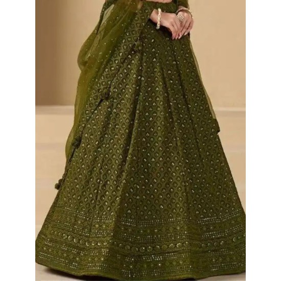 Dark Green Georgette Sequins Designer Wedding Lehenga Choli Readymade Dark Green Georgette Sequins Designer Wedding Lehenga Choli Readymade