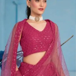Hot Pink Georgette Sequins Designer Wedding Lehenga Choli Readymade