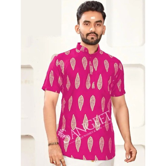 Heavy Rayon Gold Printed Design Men Shorts Kurta
