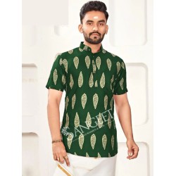 Heavy Rayon Gold Printed Design Men Shorts Kurta