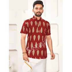 Heavy Rayon Gold Printed Design Men Shorts Kurta