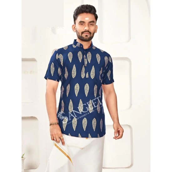 Heavy Rayon Gold Printed Design Men Shorts Kurta