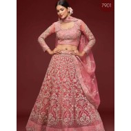 Light Pink Net Embroidery Designer Lehenga Choli Readymade