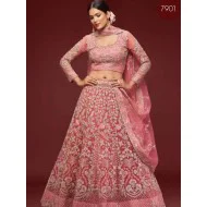 Light Pink Net Embroidery Designer Lehenga Choli Readymade