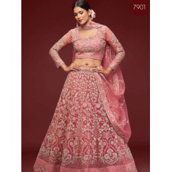 Light Pink Net Embroidery Designer Lehenga Choli Readymade