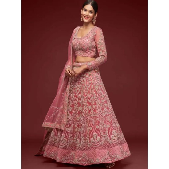 Light Pink Net Embroidery Designer Lehenga Choli Readymade Light Pink Net Embroidery Designer Lehenga Choli Readymade
