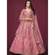 Light Pink Silk Embroidery Bridal Lehenga Choli Readymade