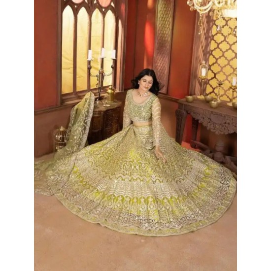 Lemon Yellow Net Embroidered Fancy Lehenga Choli Readymade Lemon Yellow Net Embroidered Fancy Lehenga Choli Readymade