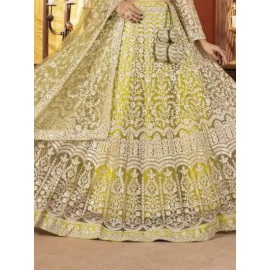 Lemon Yellow Net Embroidered Fancy Lehenga Choli Readymade Lemon Yellow Net Embroidered Fancy Lehenga Choli Readymade
