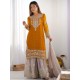 Mustard Yellow Heavy Embroidery Designer Sahara Suit Party Wear Mustard Yellow Heavy Embroidery Designer Sahara Suit Party Wear