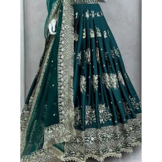 Teal Green Satin Silk Designer Lehenga Choli Readymade Teal Green Satin Silk Designer Lehenga Choli Readymade