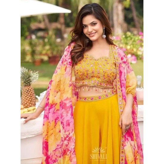 Yellow Georgette Embroidery Sequins Wedding Lehenga Choli Readymade Yellow Georgette Embroidery Sequins Wedding Lehenga Choli Readymade