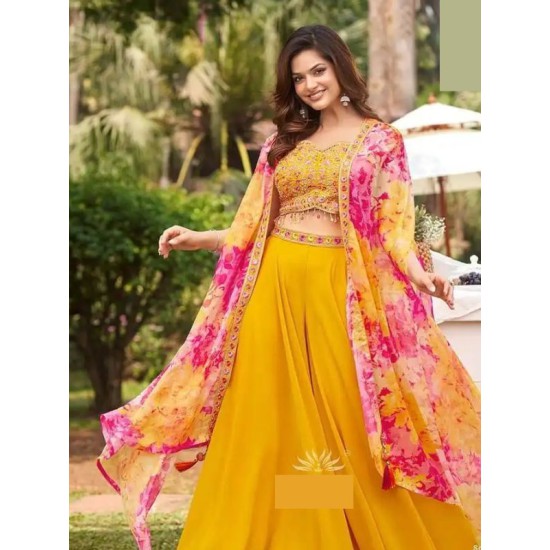 Yellow Georgette Embroidery Sequins Wedding Lehenga Choli Readymade Yellow Georgette Embroidery Sequins Wedding Lehenga Choli Readymade