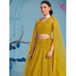 Yellow Green Georgette Sequins Designer Wedding Lehenga Choli Readymade